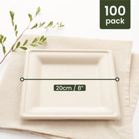 Square Sugarcane Dinner Plates - 20cm (8")