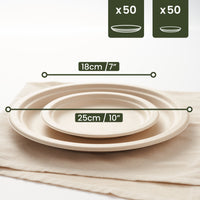 Round Sugarcane Dinner & Dessert Plates Set