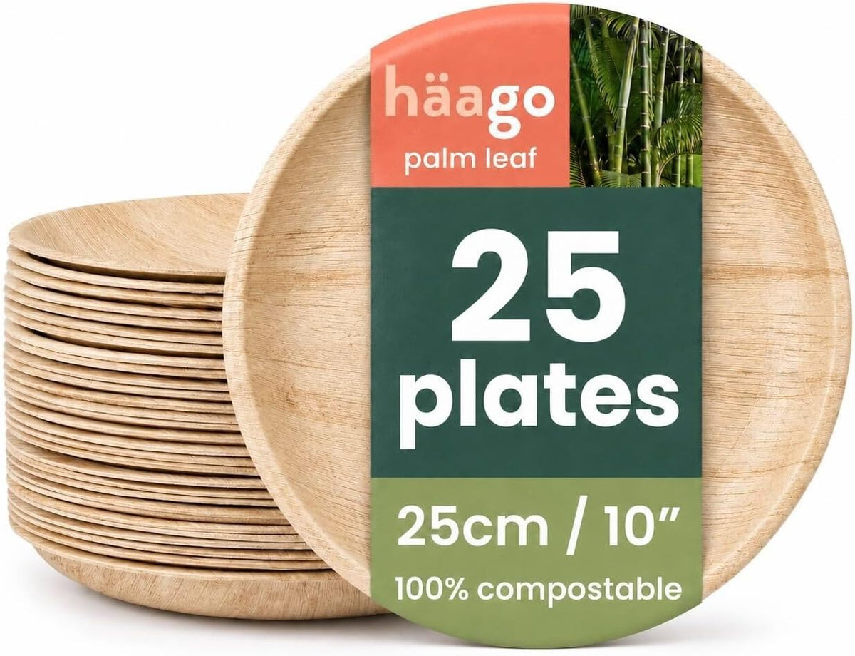 Round Palm Leaf Dinner Plates - 25cm (10")