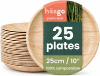 Round Palm Leaf Dinner Plates - 25cm (10")