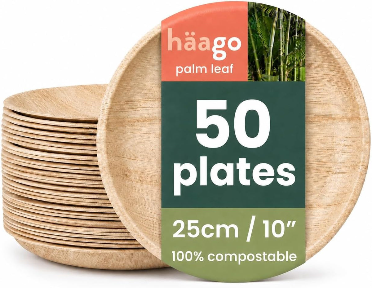 Round Palm Leaf Dinner Plates - 25cm (10")