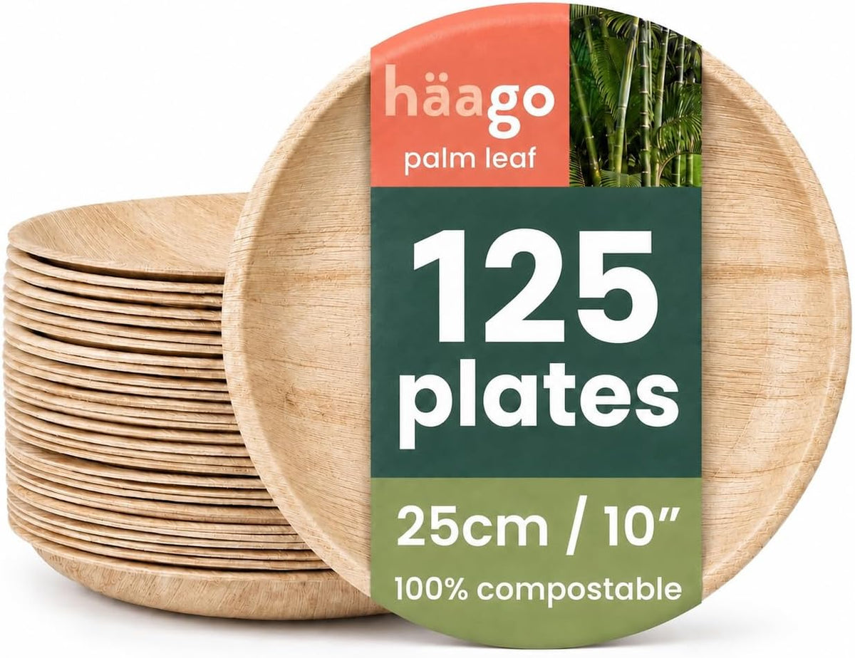 Round Palm Leaf Dinner Plates - 25cm (10")