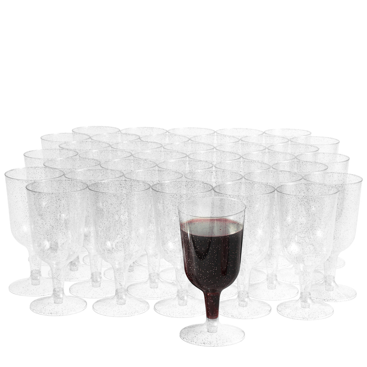 Silver Glitter Plastic Wine Glasses (170ml)