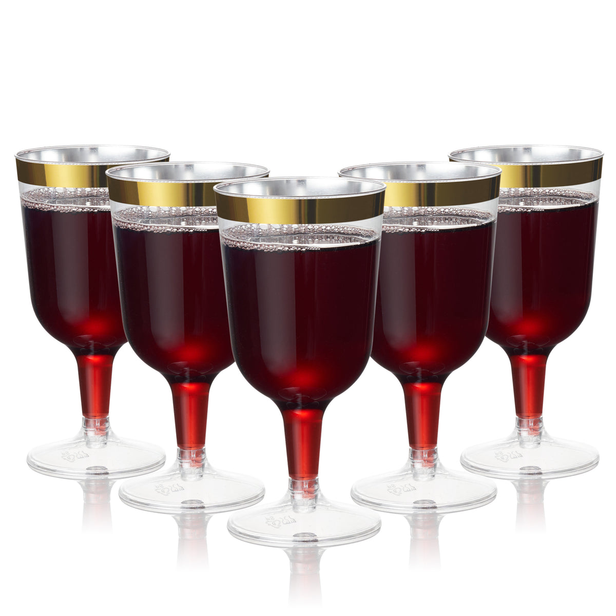 Plastic Wine Glasses with Gold Rim (180ml)