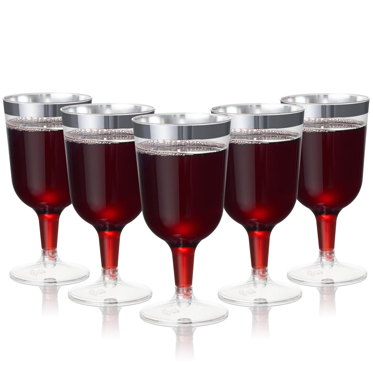 Plastic Wine Glasses with Silver Rim (170ml)