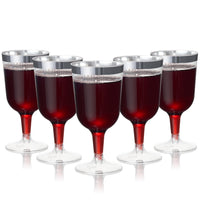 Plastic Wine Glasses with Silver Rim (170ml)