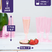 Pink Plastic Champagne Flutes (150ml)