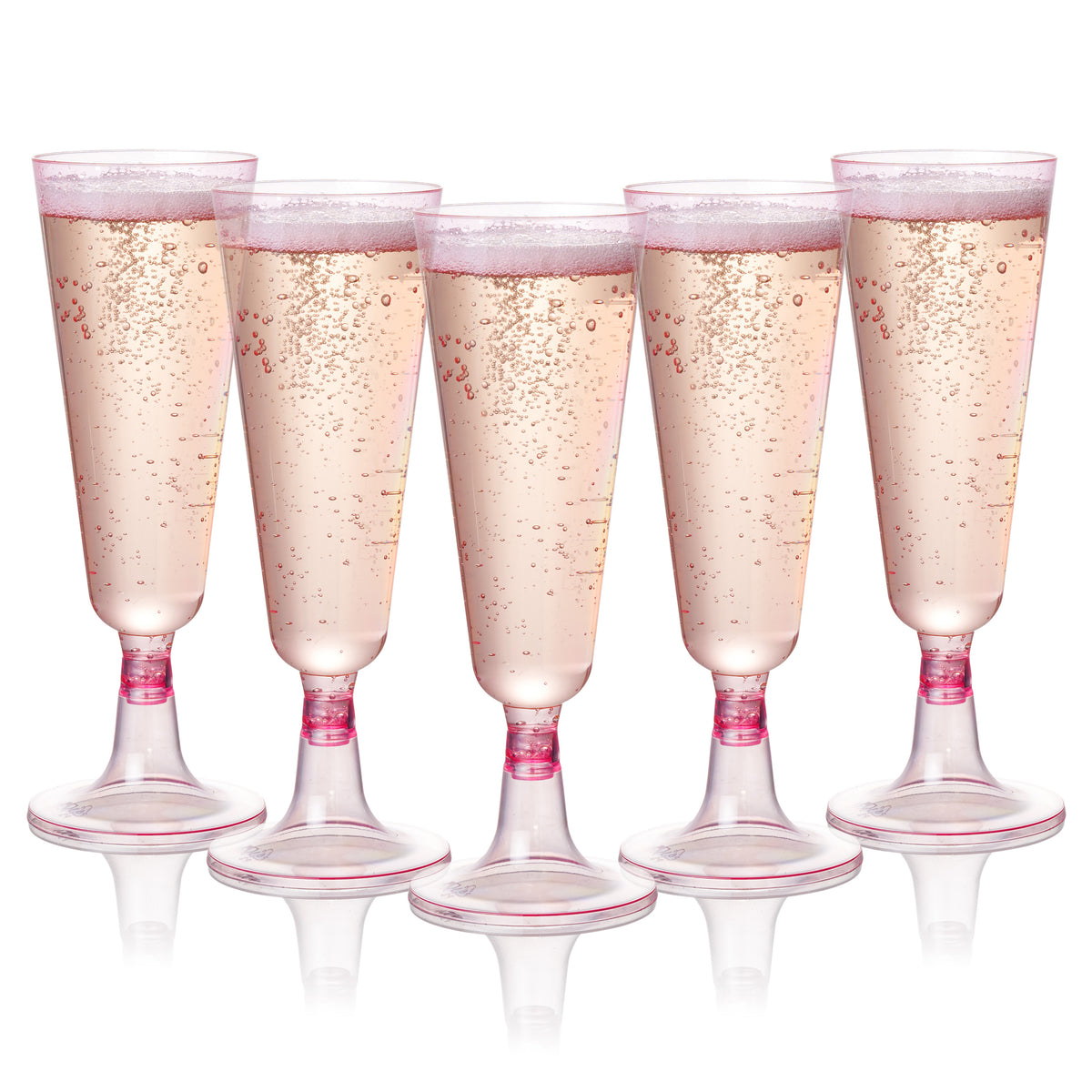 Pink Plastic Champagne Flutes (150ml)