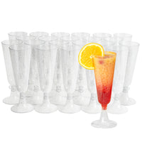 Silver Glitter Plastic Champagne Flutes (150ml)