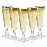 Plastic Champagne Flutes with Gold Rim (150ml)