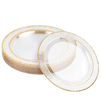 Plastic Dessert Plates with Hammered Gold Rim (19cm)