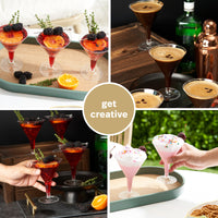 Gold Glitter Plastic Martini Cocktail Glasses (210ml)