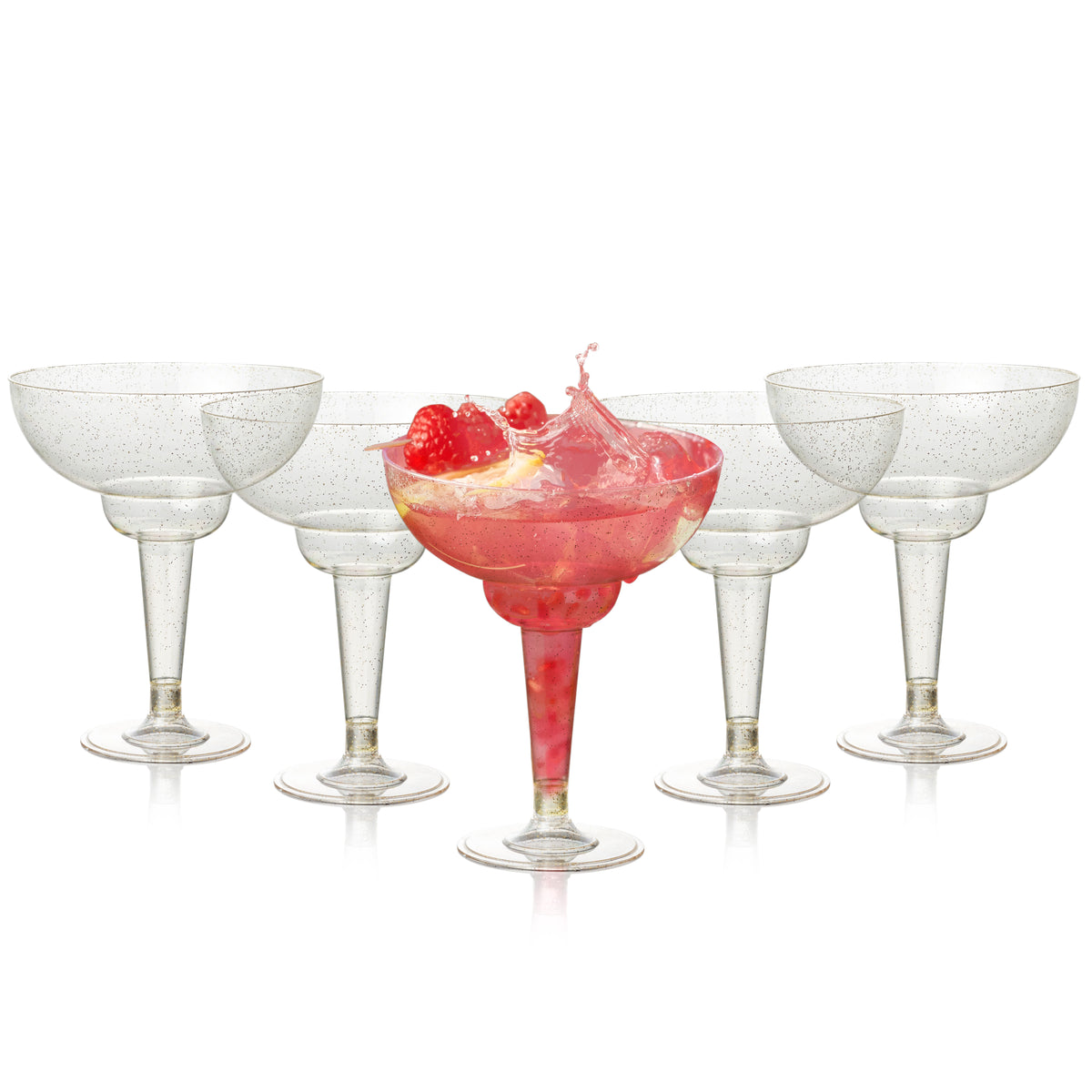 Gold Glitter Plastic Cocktail Glasses (360ml)