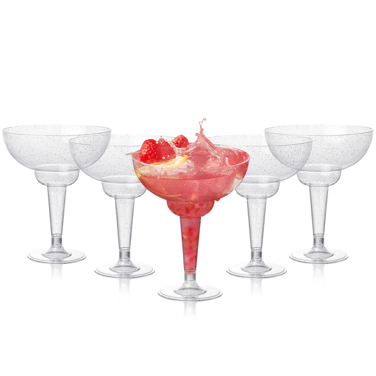 Silver Glitter Plastic Cocktail Glasses (360ml)