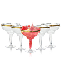 Plastic Cocktail Glasses with Gold Rim (360ml)