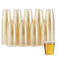 Gold Glitter Plastic Shot Glasses (30ml)