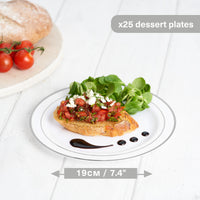 White Plastic Dessert Plates with Silver Rim (19cm)