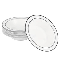 White Plastic Bowls with Black Rim (360ml)