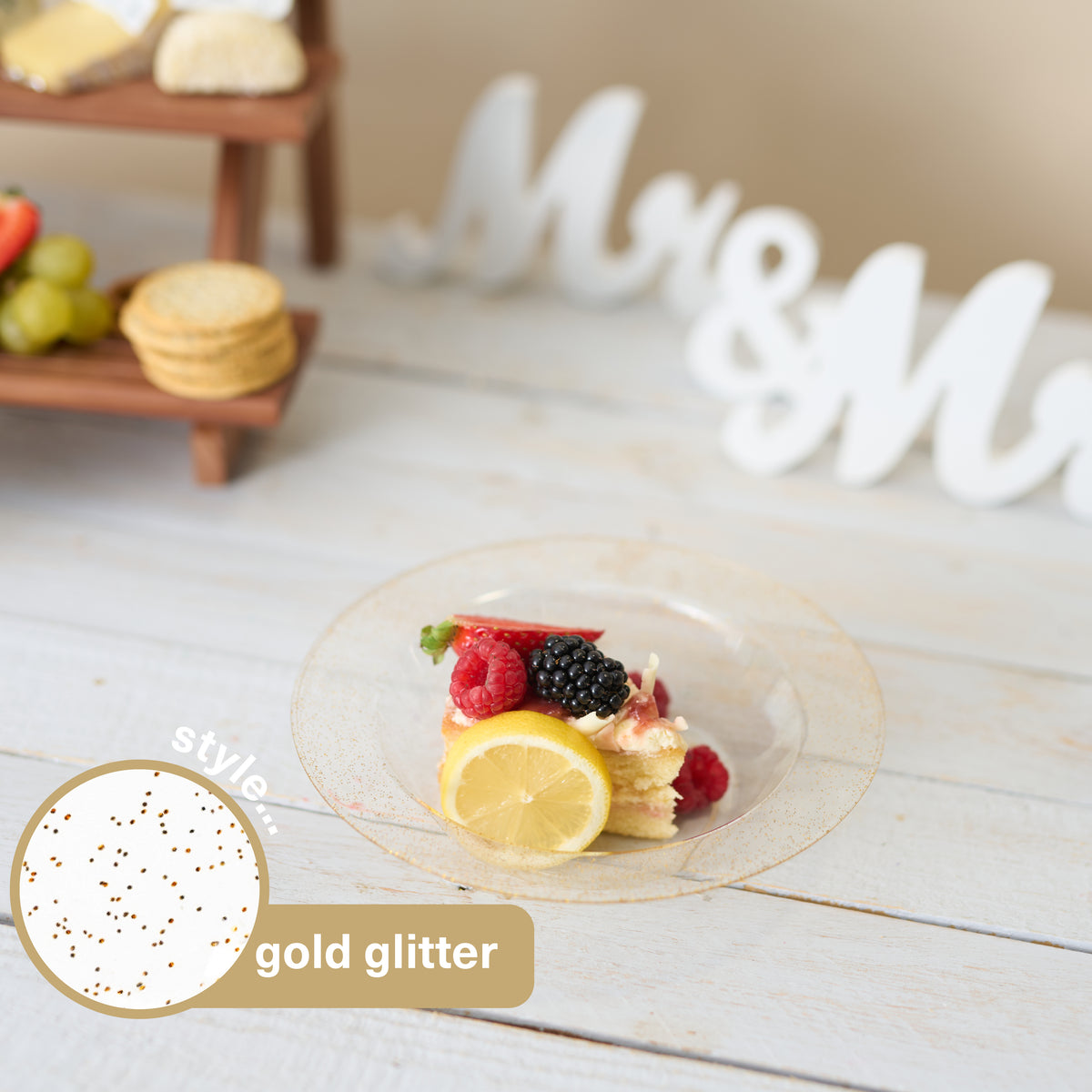 Gold Glitter Reusable Plastic Bowls (360ml)