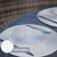 Silver Glitter Reusable Plastic Bowls (360ml)