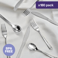 Silver Reusable Plastic Cutlery Set