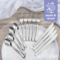 Silver Reusable Plastic Cutlery Set