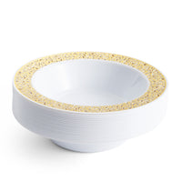 White Plastic Bowls with Gold Lace Rim (360ml)