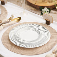 White Plastic Plate Set with Silver Rim