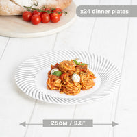 White Plastic Dinner Plates with Silver Rim (25cm)