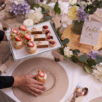 Reusable Plastic Serving Trays with Silver Rim