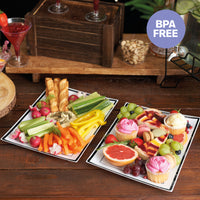 Reusable Plastic Serving Trays with Black Rim