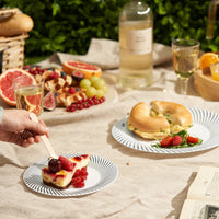 White Plastic Plate Set with Silver Rim – Reusable 25cm & 18cm Party Plates - 40 Pack