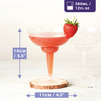 Reusable Plastic Margarita Cocktail Glasses (360ml)