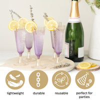 Gold Glitter Plastic Champagne Flutes (150ml)