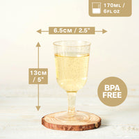 Gold Glitter Plastic Wine Glasses (180ml)