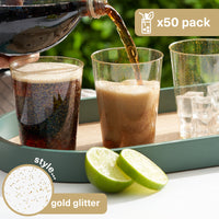 Gold Glitter Plastic Tumblers (285ml)