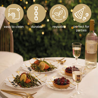 Reusable Plastic Gold Pattern Dinner Plate Set