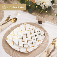 Reusable Plastic Gold Pattern Dinner Plate Set