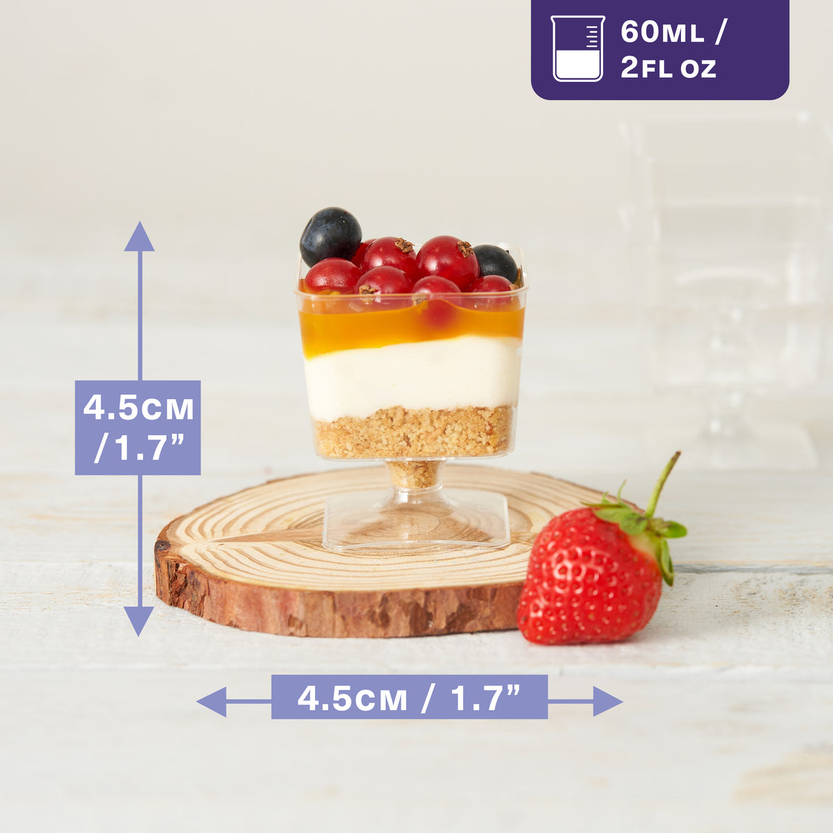 Reusable Square Plastic Dessert Pots (60ml)