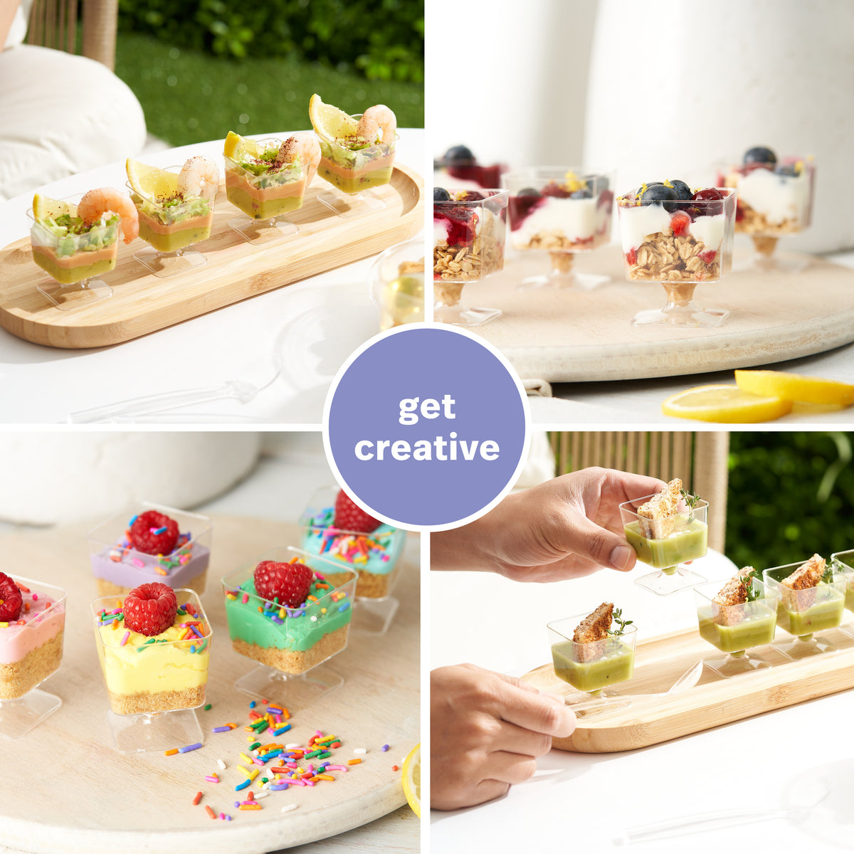 Reusable Square Plastic Dessert Pots (60ml)