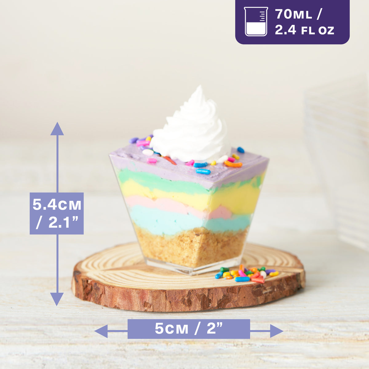 Reusable Plastic Square Dessert Pots (70ml)