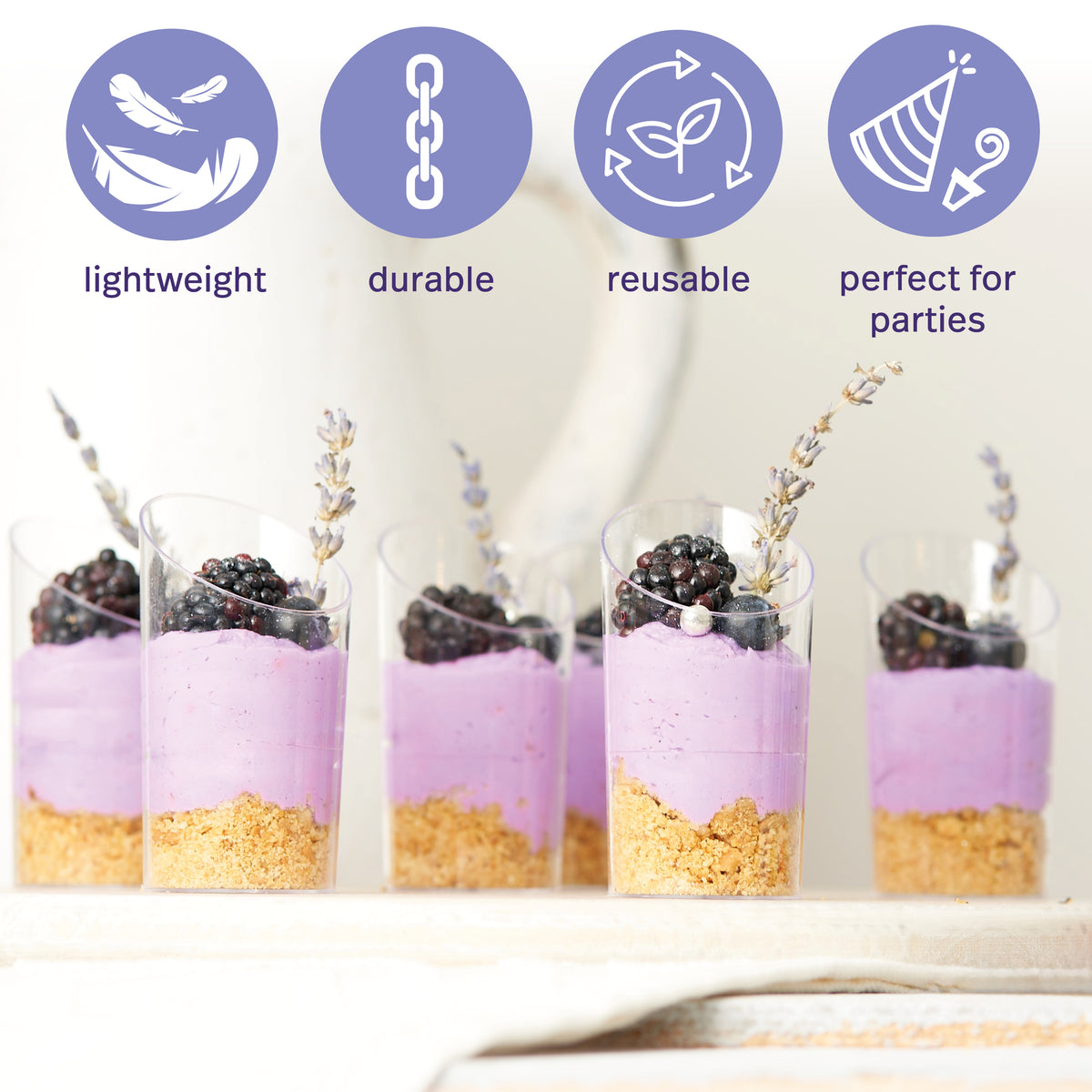 Reusable Angled Plastic Dessert Pots (70ml)