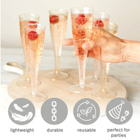 Reusable Plastic Gold & Silver Champagne Flutes (133ml)