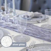 Silver Glitter Plastic Wine Glasses (170ml)