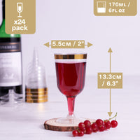 Plastic Wine Glasses with Gold Rim (180ml)