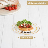 Plastic Dessert Plates with Hammered Gold Rim (19cm)