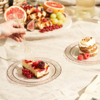 Plastic Dessert Plates with Hammered Rose Gold Rim (19cm)