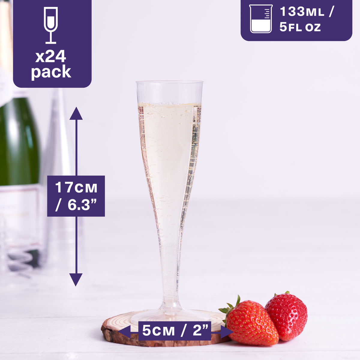 Reusable Plastic Champagne Flutes (130ml)