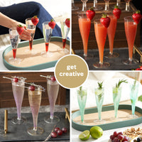 Gold Glitter Plastic Champagne Flutes (133ml)