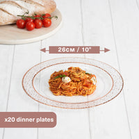 Plastic Dinner Plates with Hammered Rose Gold Rim (26cm)